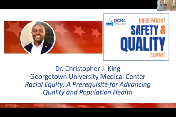 Banner for Dr. King's conference "Racial Equity: A Prerequisite for Advancing Quality and Population Health"