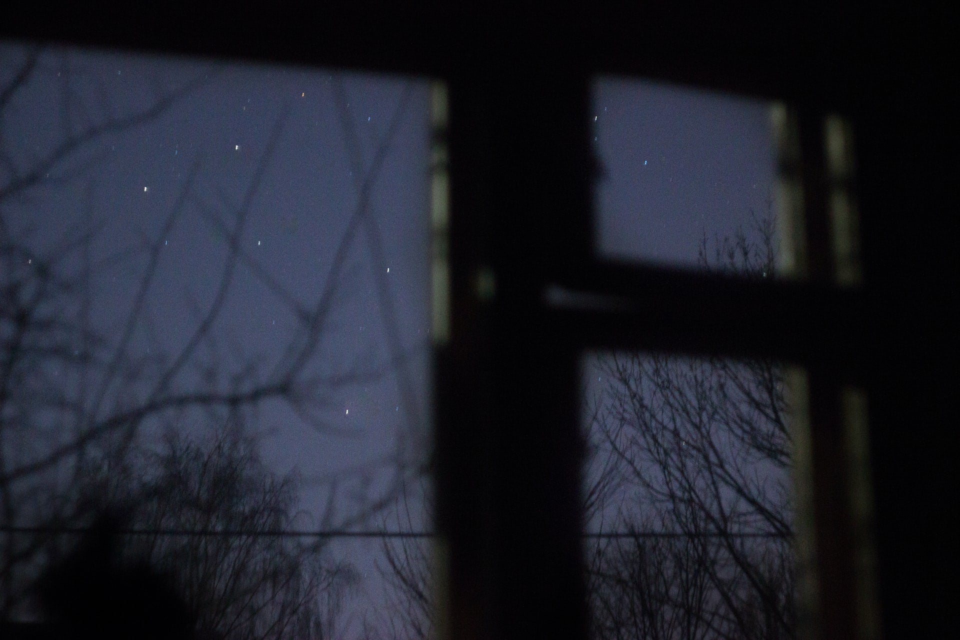 Window frame at night
