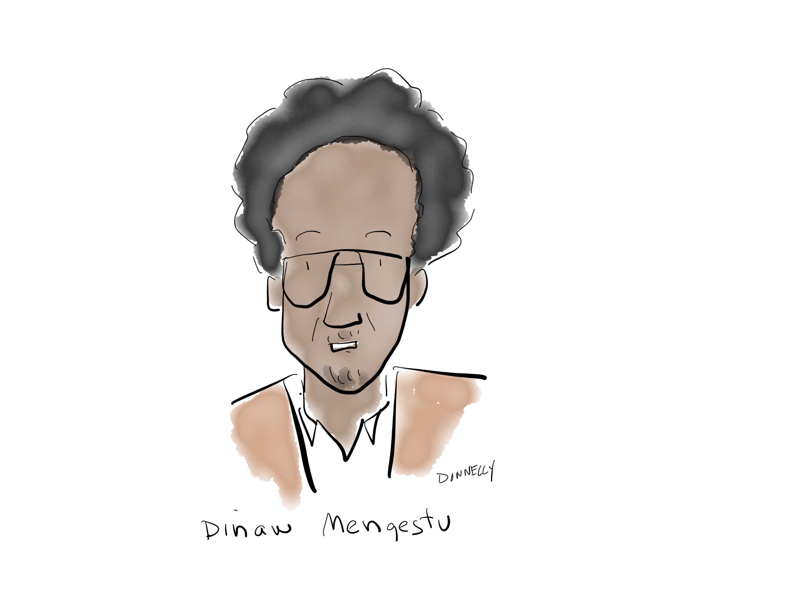 Drawing of the PEN America Emergency World Voices Congress of Writers, with Dinaw Mengestu