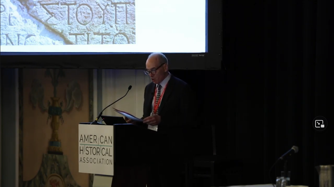 John McNeill gives his presidential address at the American Historical Association