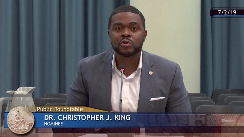 Public roundtable where Dr. Christopher King appears as nominee to serve on the D.C. Commission on Health Equity