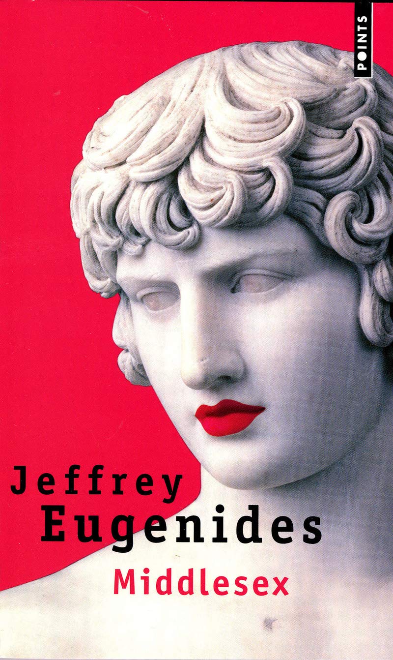 Middlesex book cover (marmol head with red lipstick)