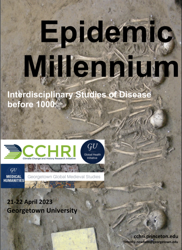 Poster depicting the epidemic millennium workshop that will take place April 21-22 at Georgetown University this upcoming spring