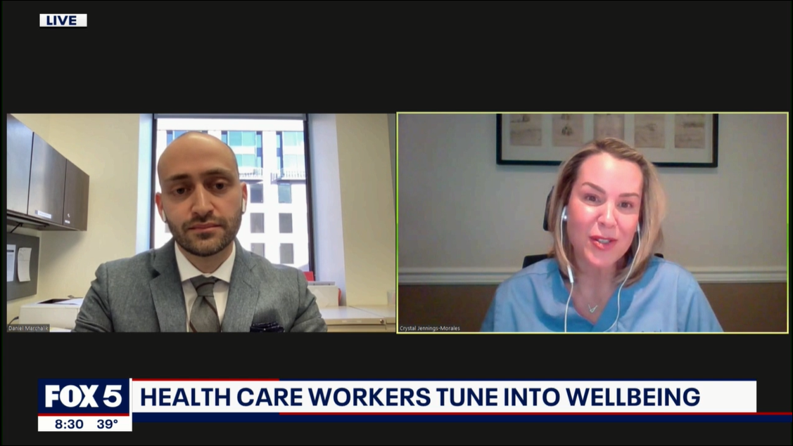 Daniel Marchalik and Crystal Morales appear on Fox 5's covering on the new MedStar Health Center for Wellbeing