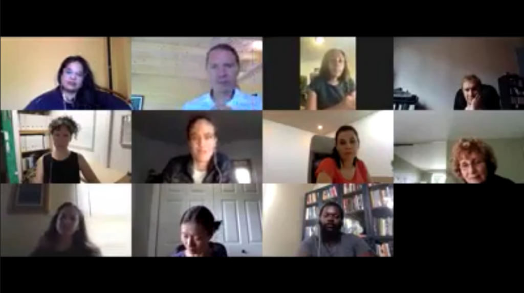 Video call panel of the Coronavirus Multispecies Reading Group, featuring Lakshmi Krishnan & Michelle Ogunwole