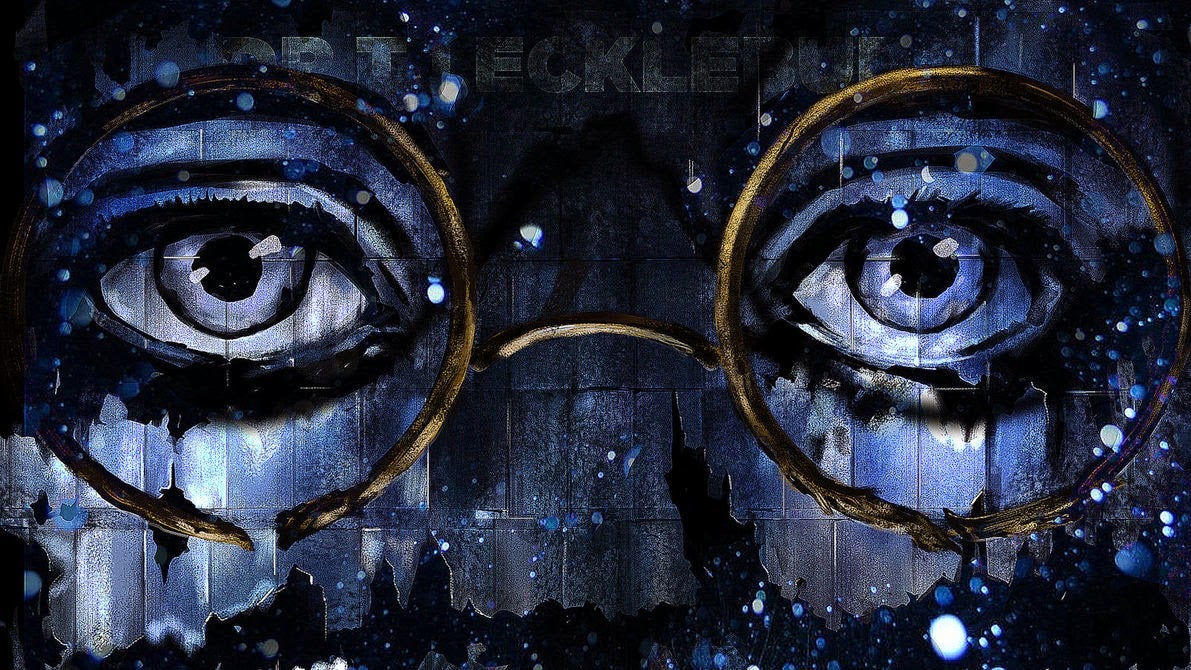 Illustration o the iconic Great Gatsby's eyes wearing gold frame glasses