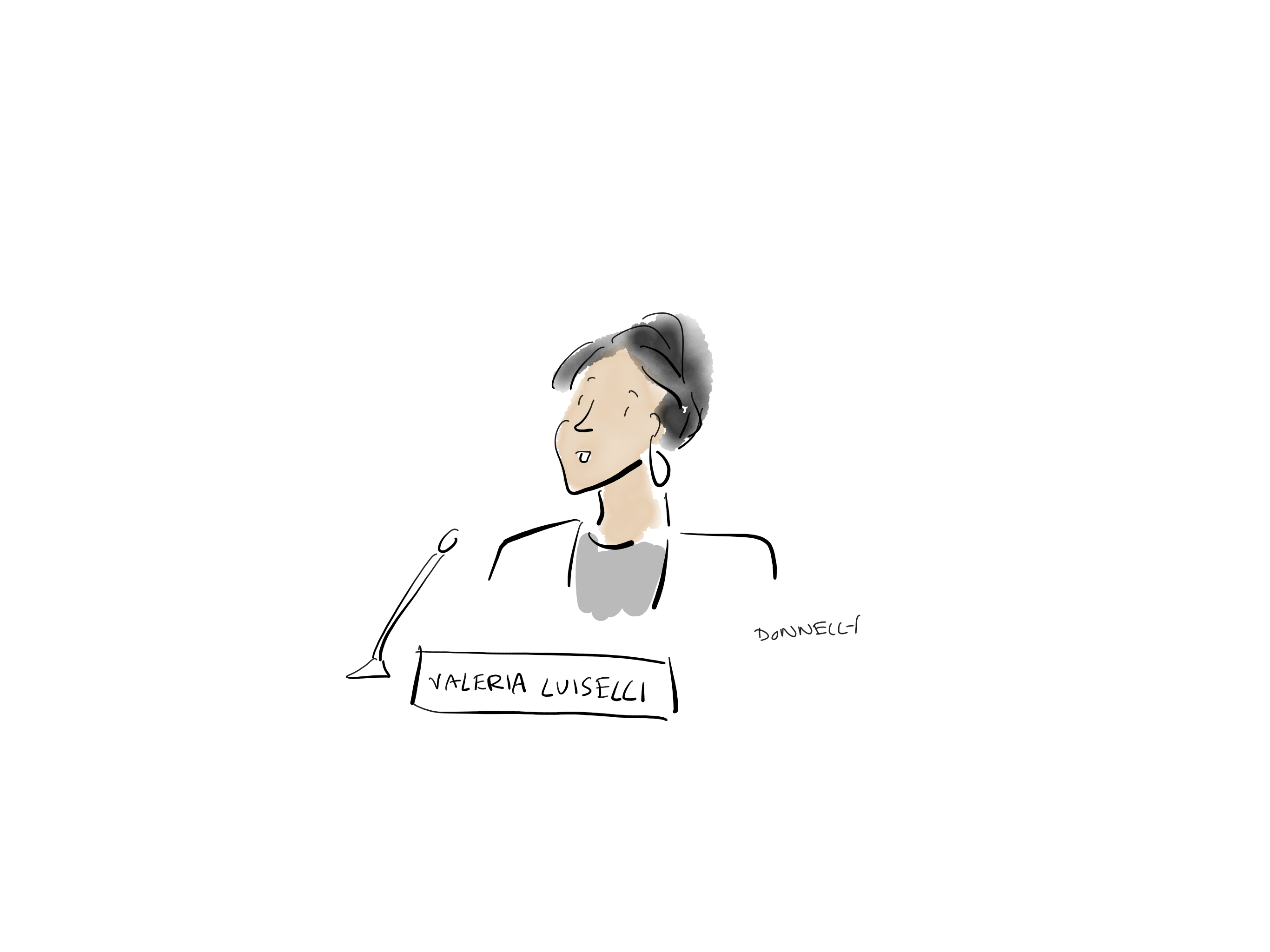 Drawing of the PEN America Emergency World Voices Congress of Writers, with Valeria Luiselli