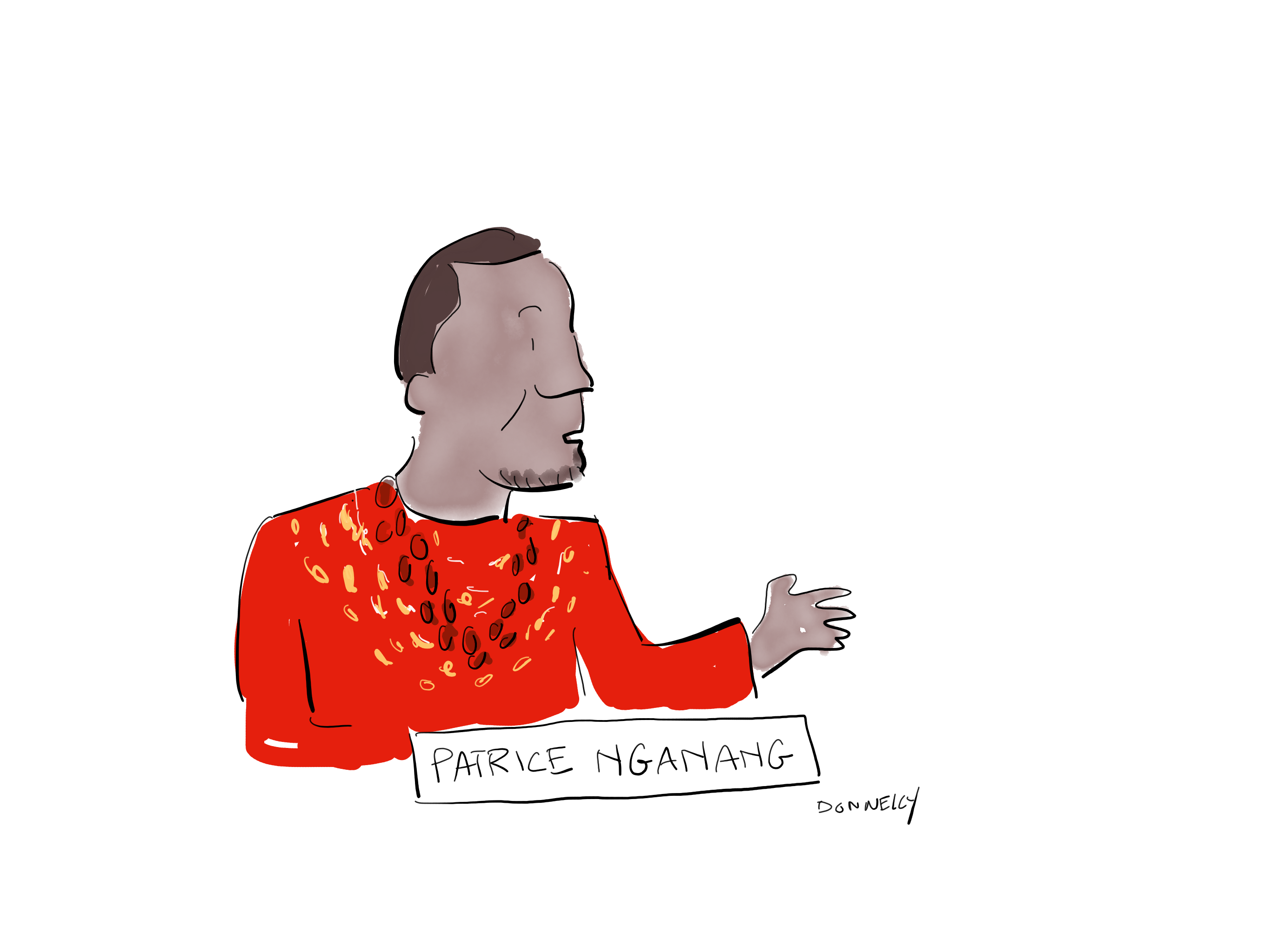 Drawing of the PEN America Emergency World Voices Congress of Writers, with Patrice Nganang