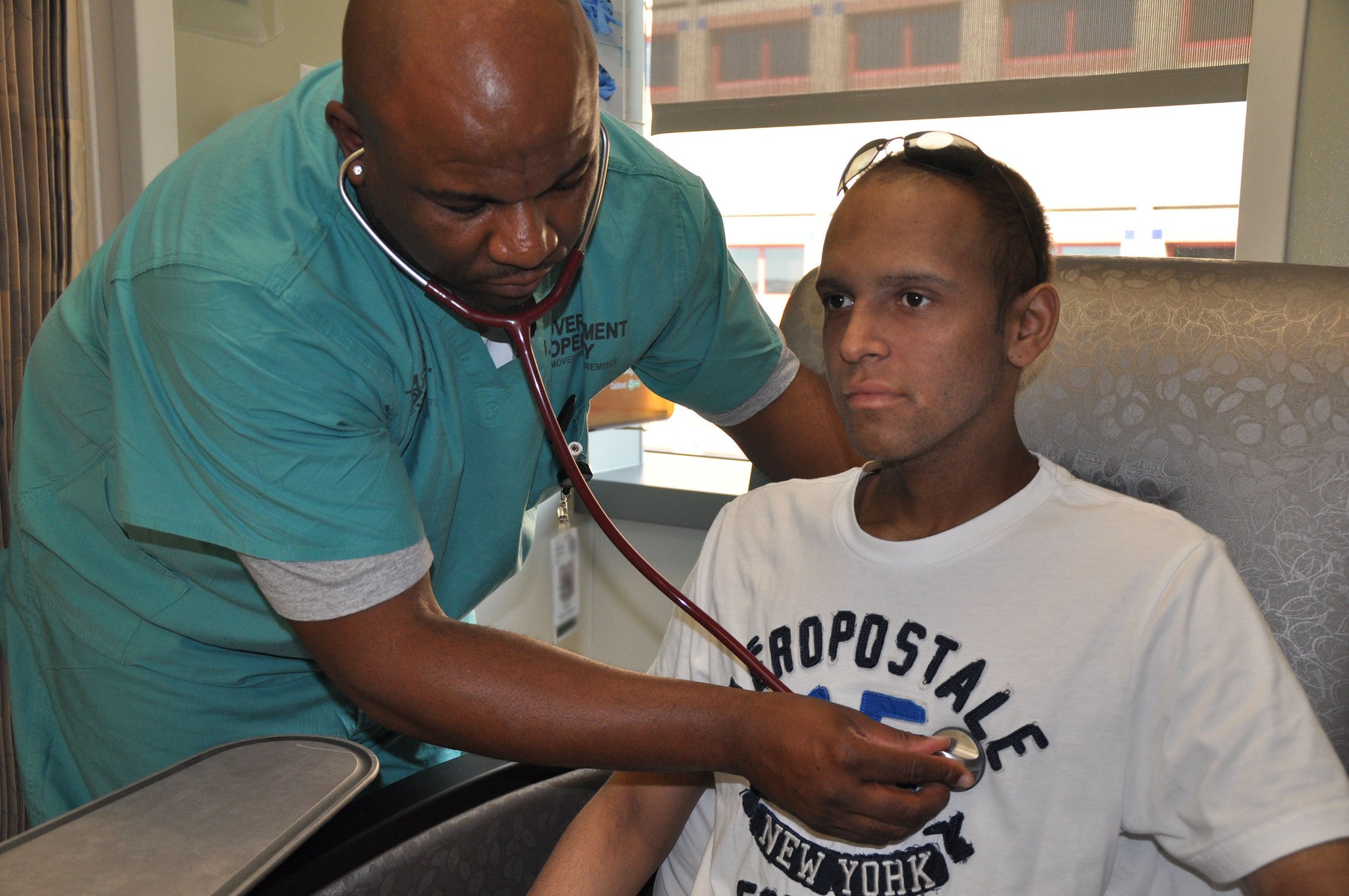 Bone marrow transplant patient gets a routine checkup