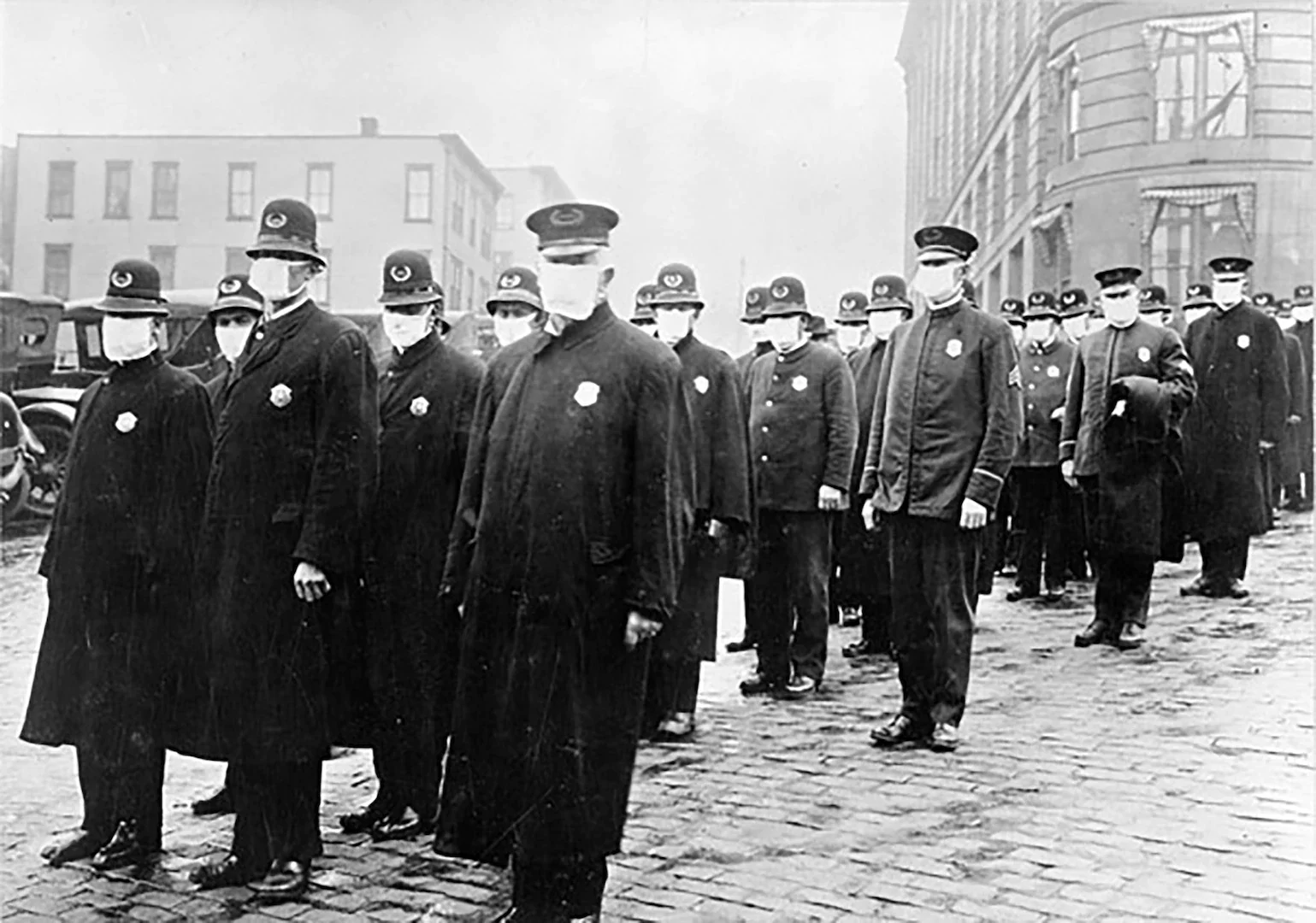 Policemen in Seattle wearing masks